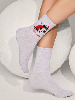 Цена за 2 пары. Носки новогодние светло-серый