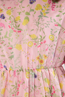 Pembe K?z Cocuk Mini Me Cicekli Dokuma Anne-K?z Bayraml?k Elbise TKDSS25EL00056 - Trendyolmilla фото 5
