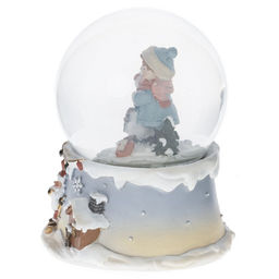 Фигурка декоративная "Снеговик" в стекл шаре (муз, вьюга, АААх3, н/п), L11 W11 H14 см