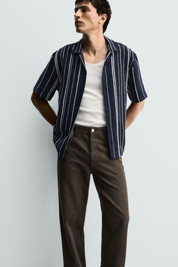CAMISA REGULAR FIT JACQUARD RAYAS / Marino - Zara фото 5