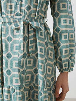 Hakim Yaka Desenli Elbise