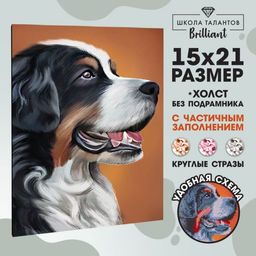Алмазная мозаика с частичным заполнением на холсте «Собака», 15×21 см