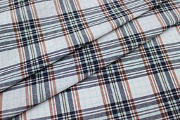 Пестрядь Клетка цв.мятный/белый/чернильный, ш.1.5м, хлопок-100%, 140гр/м.кв - Купава фото 5