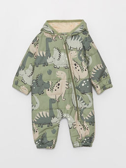 Kap??onlu Uzun Kollu Bask?l? Erkek Bebek Astronot Mont