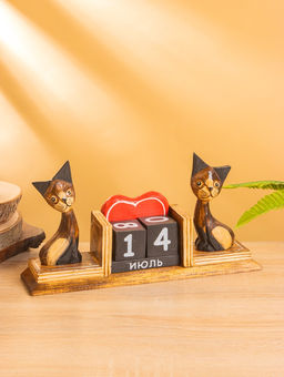 Вечный календарь настольный Кошки, 6.52815 см, дерево