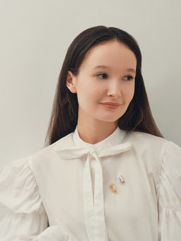 Цена за 2 шт. Брошь «Зуб», со стразой, белая в серебре