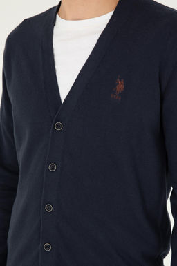 Мужской темно-синий базовый трикотажный кардиган - U.s. polo assn фото 7