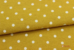 Теплый хлопок Мелкий горох-2 на горчичном, ш.1.48м, хлопок-100%, 150гр/м.кв - Купава фото 2