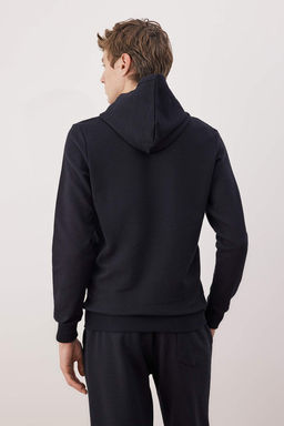 Lacivert Regular/Normal Kesim Kapusonlu Dokulu Sweatshirt TMNAW26SW00068