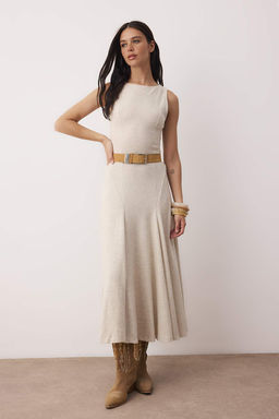 Ozel Koleksiyon Tas Selanik/Triko Gorunumlu Dikis Detayl? Maxi Esnek Orme Elbise TWOAW26EL00065