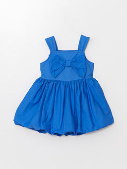 Kare Yaka Ask?l? K?z Bebek Poplin Elbise