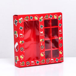 Цена за 2 шт. Коробка под 8 конфет и шоколадки, 17.7×17.7×3.8 см