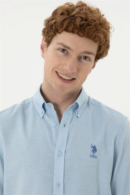 Мужская голубая рубашка с длинным рукавом - U.s. polo assn фото 2