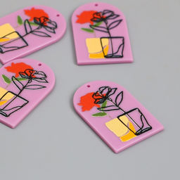 Цена за 4 шт. Декор для творчества акрил Роза в стакане, 0.2?2.6?3.9 см