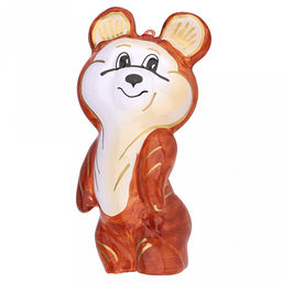 Елочная игрушка фигурка стеклянная Мишка, h11,5см, ручная художественная роспись, подарочная упаковка (Россия)