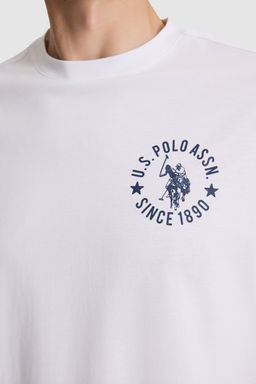 Erkek Beyaz Oversize Fit Bisiklet Yaka Ti__rt - U.s. polo assn фото 6