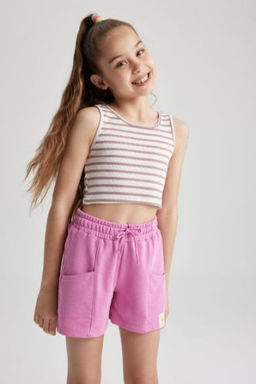 K?z Cocuk Bisiklet Yaka Cizgili Atlet