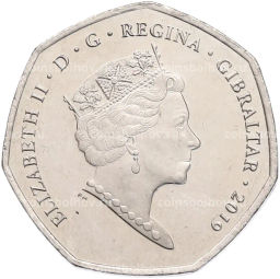 Монета 50 пенсов 2019 года Гибралтар Островные игры