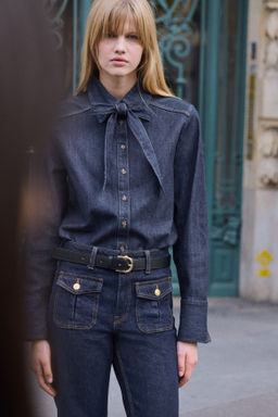 Blusa denim con lazada - H&m фото 6