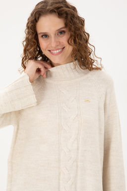 Женский кремовый меланжевый свитер Неожиданная скидка в корзине - U.s. polo assn фото 2