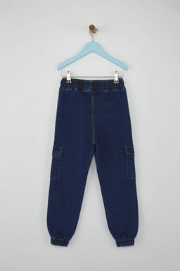 Koyu Mavi Pamuklu Erkek Cocuk Beli Lastikli Duz Denim Jeans TKDAW26JE00000 - Trendyolmilla фото 4