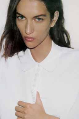 POPLIN SHIRT WITH FAUX PEARLS - Zara фото 14