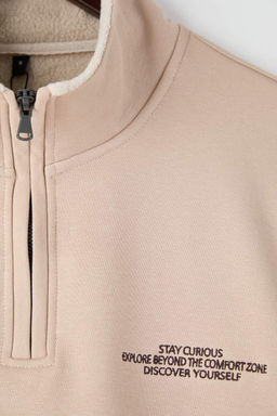 Bej Regular/Normal Kesim Dik Yaka Nak?sl? Ici Polarl? Sweatshirt TMNAW26SW00026 - Trendyolmilla фото 7