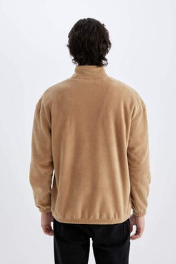 Флисовый свитшот с принтом и воротником-стойкой Comfort Regular Fit - Defacto фото 6