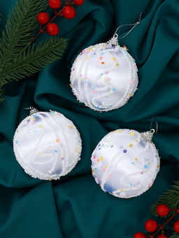 Ёлочные игрушки Бамби, шары новогодние, d=8 см, 3 шт., серебро