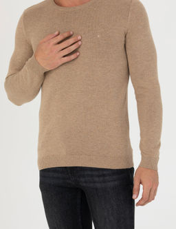 Верблюжий трикотаж приталенного кроя с круглым вырезом - Cacharel фото 6