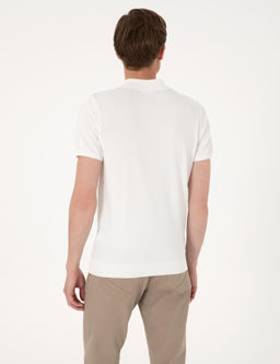 Ekru Slim Fit Polo Yaka Fermuarl_ Triko Ti__rt - Pierre cardin фото 5