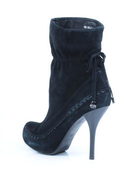 02-002-501/1/21 BLACK Полусапоги женские (натуральная замша,байка) - Фабричный китай фото 4