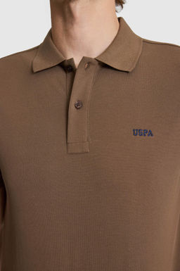 Erkek Kahverengi Regular Fit Polo Yaka Basic Ti__rt
