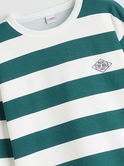 Bisiklet Yaka ?izgili Erkek ?ocuk Sweatshirt