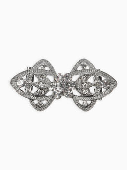 Зажим для кардигана "Ажур", лепестки, цвет белый в серебре