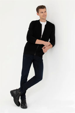 Мужской черный базовый трикотажный кардиган