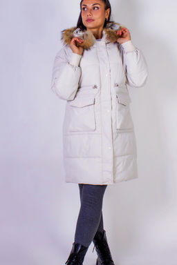 Зимняя удлиненная парка с капюшоном натуральный мех арт.617