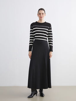 Bisiklet Yaka ?izgili Kad?n Triko Kazak