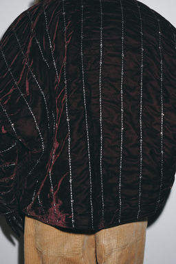 QUILTED VELVET KIMONO WITH BEADS - Zara фото 2