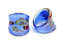 Кольцо с рисунком из муранского стекла модель 11 цв.васильковый