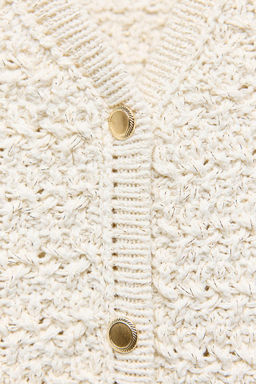 KNIT CARDIGAN WITH METALLIC THREAD DETAIL - Zara фото 5
