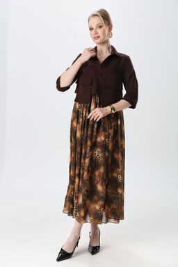 Платье NIKVA н514-5 шоколад и кофейный леопард  фото 8
