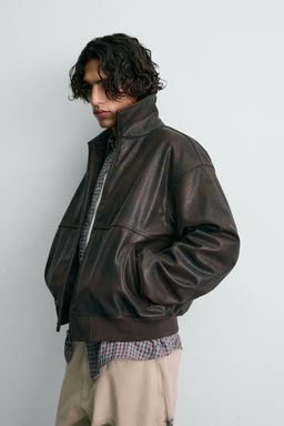EMBOSSED FAUX LEATHER BOMBER JACKET FORD - Zara фото 7