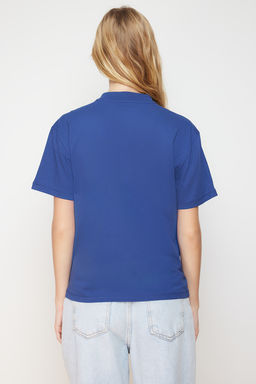 TRENDYOLMILLA Beyaz %100 Pamuk Basic Regular/Normal Kal?p Dik Yaka Orme T-Shirt TWOAW20TS0096  фото 42