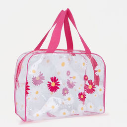 Цена за 2 шт. Косметичка-сумка на молнии для бассейна, большая, с ручками, с принтом Ромашки, розовая