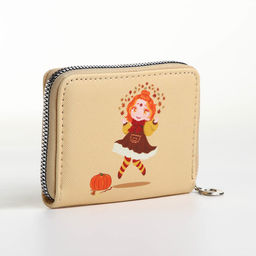 Кошелёк на молнии «Фея осени», отдел для карт, для монет, бежевый