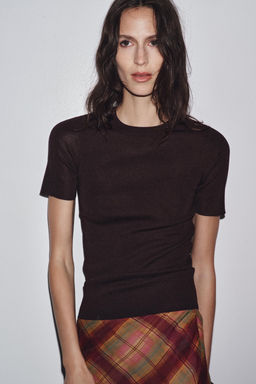 PLAIN KNIT SHORT SLEEVE TOP - Zara фото 2