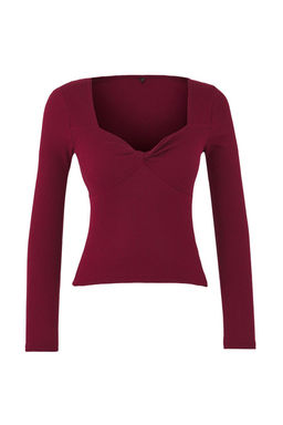 Siyah Duz Kalp Yaka Bodycone/Vucuda Oturan Crop Fitilli Esnek Orme Bluz TWOAW26BZ00069 - Trendyolmilla фото 9