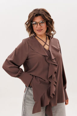 Блуза ANELLI 1679 молочный шоколад  фото 8