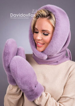 Комплект экомех платок клевер, варежки